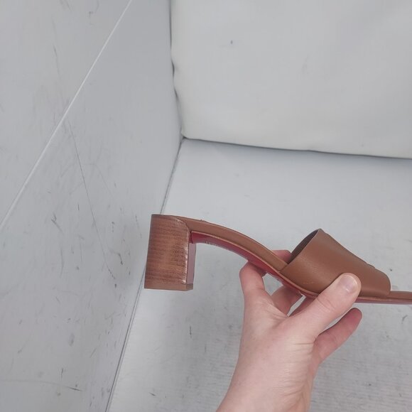 Christian Louboutin Brown Heel CL Logo Mule Slide Sandal - Picture 5 of 13